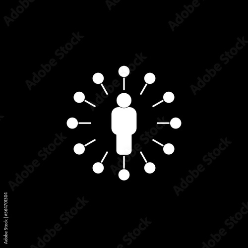 Influence effect icon impact networking human blogging marketing isolated on black background. 