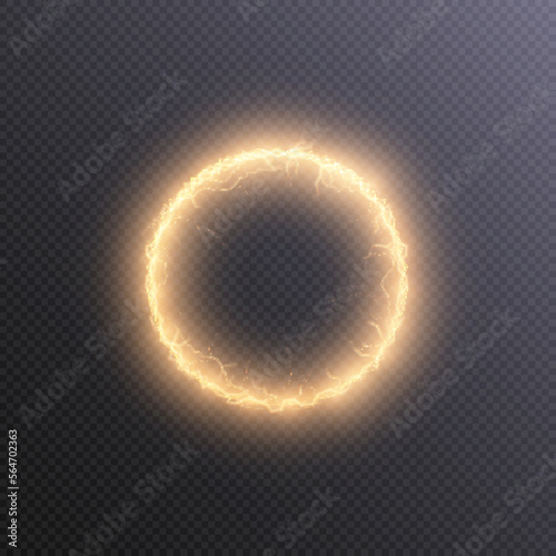 Bright ball lightning A strong electric charge of energy in one ring. Element for web design with empty space for text advertising, postcards, screensavers, websites, games. Mordor. Vector