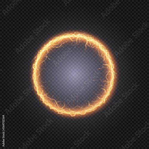 Bright ball lightning A strong electric charge of energy in one ring. Element for web design with empty space for text advertising, postcards, screensavers, websites, games. Mordor. Vector