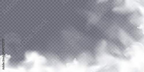 Vector isolated smoke PNG. Texture of white smoke on a transparent background. FOR web design and illustrations.