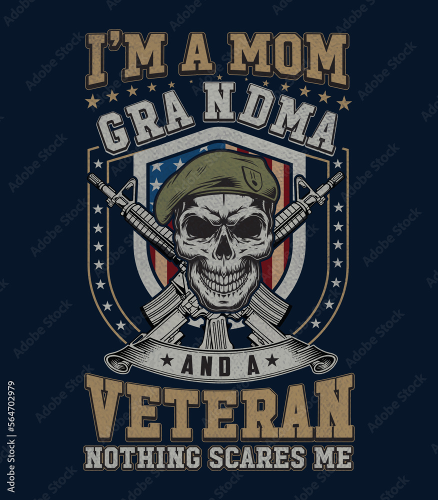 mom Grandma Veteran T-Shirt Design