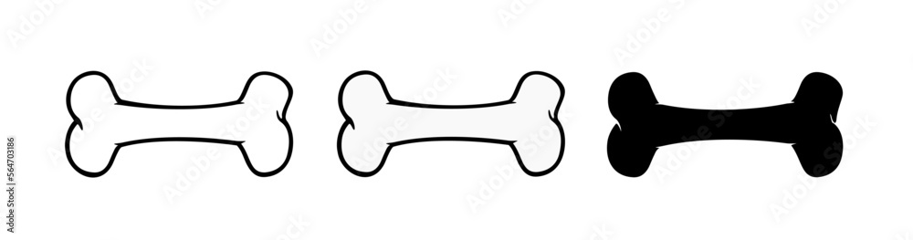 Vector drawings of bones. Dog bone. Cartoon Dog Bone. Silhouette bone. Bone outline. Vector drawings of bones. Dog bone. Cartoon Dog Bone. Silhouette bone. Bone outline.