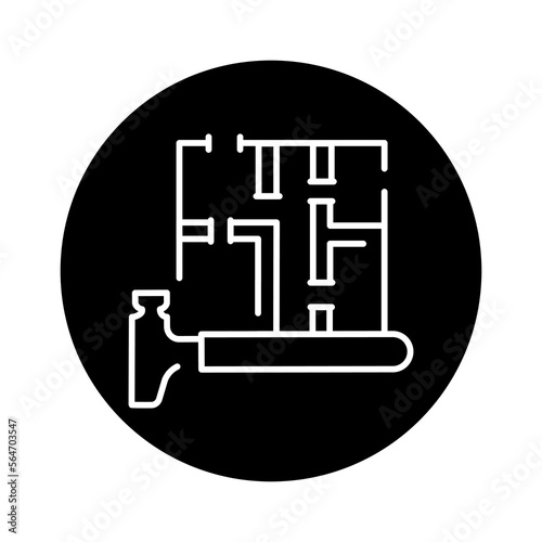 Erection partitions at home line icon. Building construction