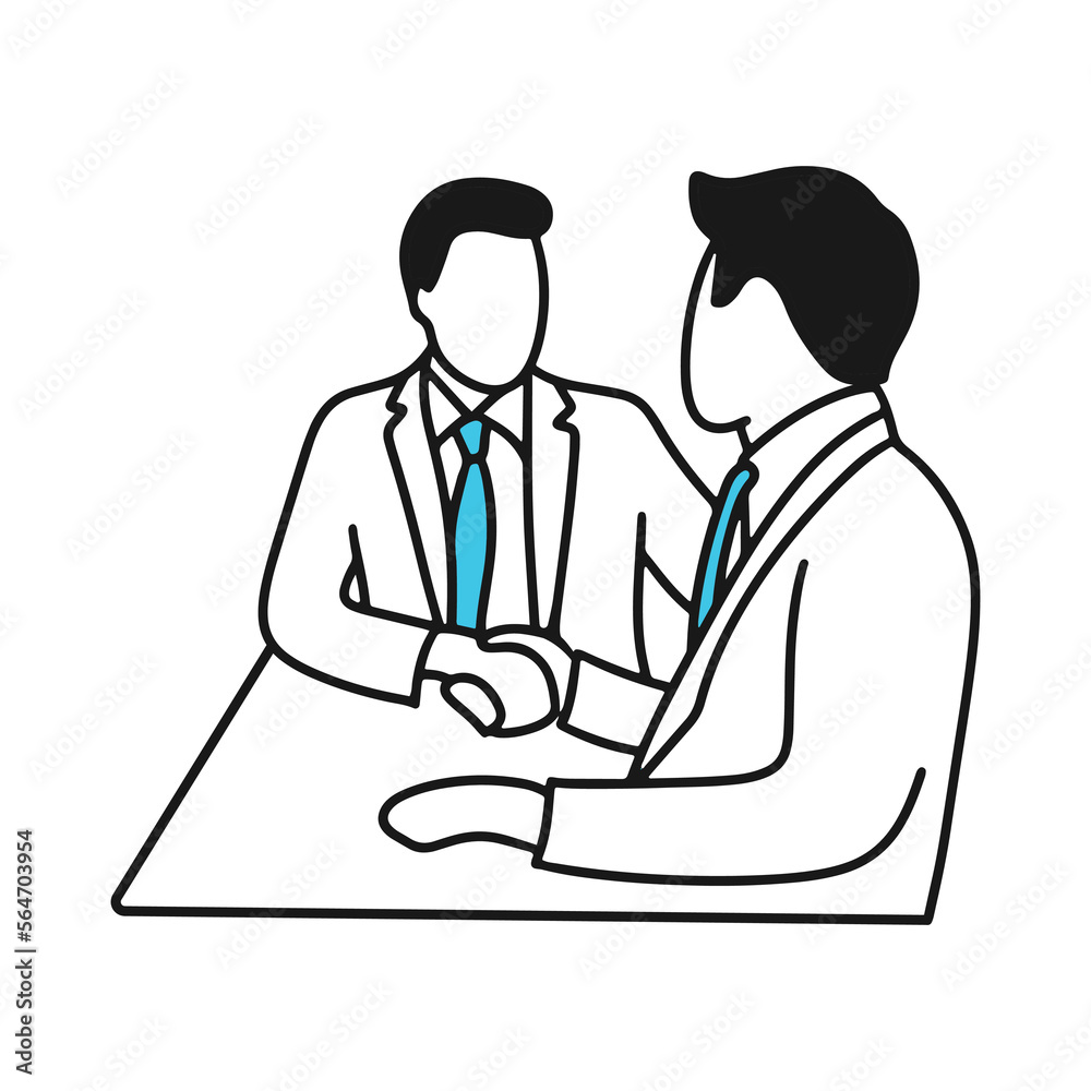 Flat people characters Two business partners handshaking flat vector illustration Flat people characters Two business partners handshaking flat vector illustration