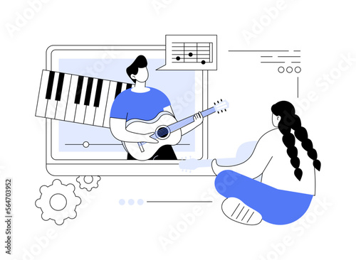 Online music lessons abstract concept vector illustration.
