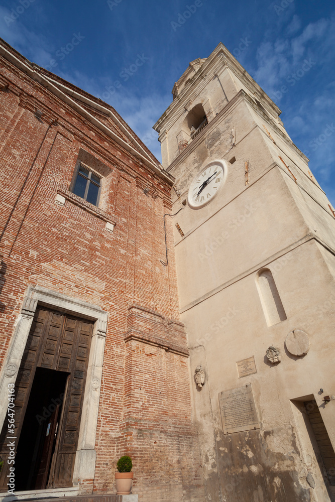 Facade Close-up View Cathedral in Sirolo, Ancona - Italy  (Church of San Nicolo di Bari)