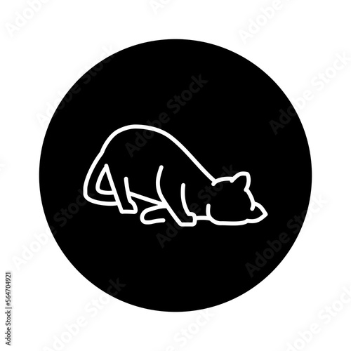 Happy cat caresses color line icon. Pictogram for web page