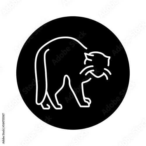 Standing angry cat color line icon. Pictogram for web page