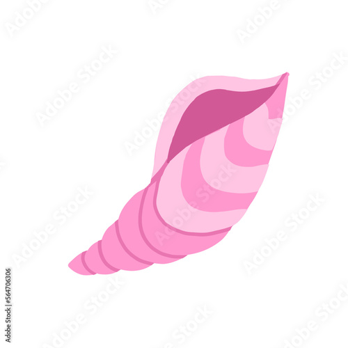 Pink ocean sea shell. Vector illustration in cartoon flat style isolated on white background.