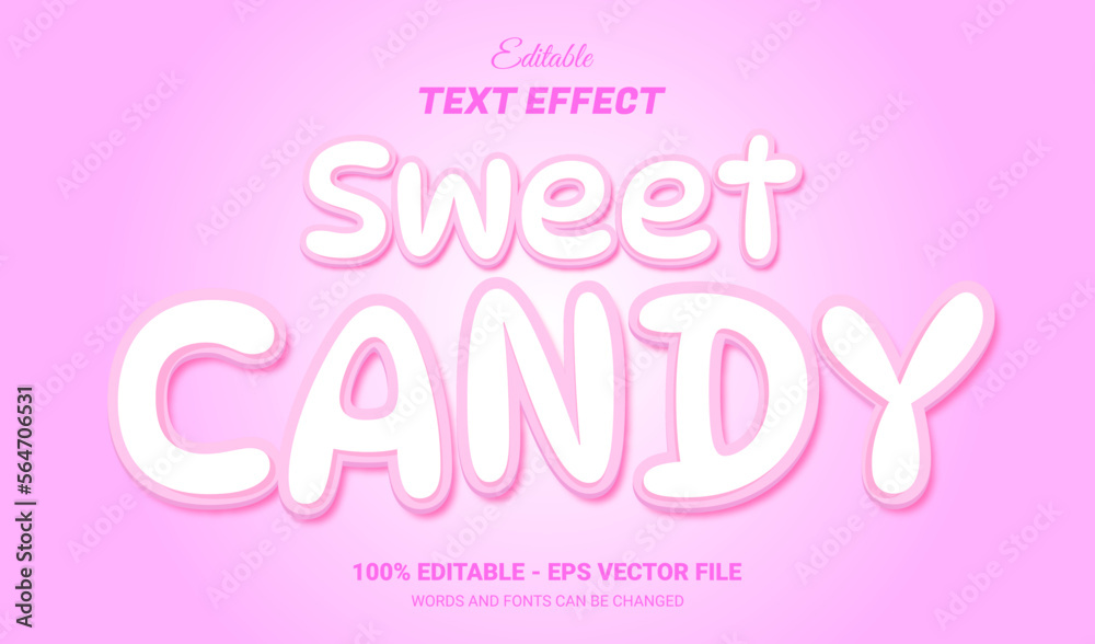 Sweet candy 3D editable text effect template