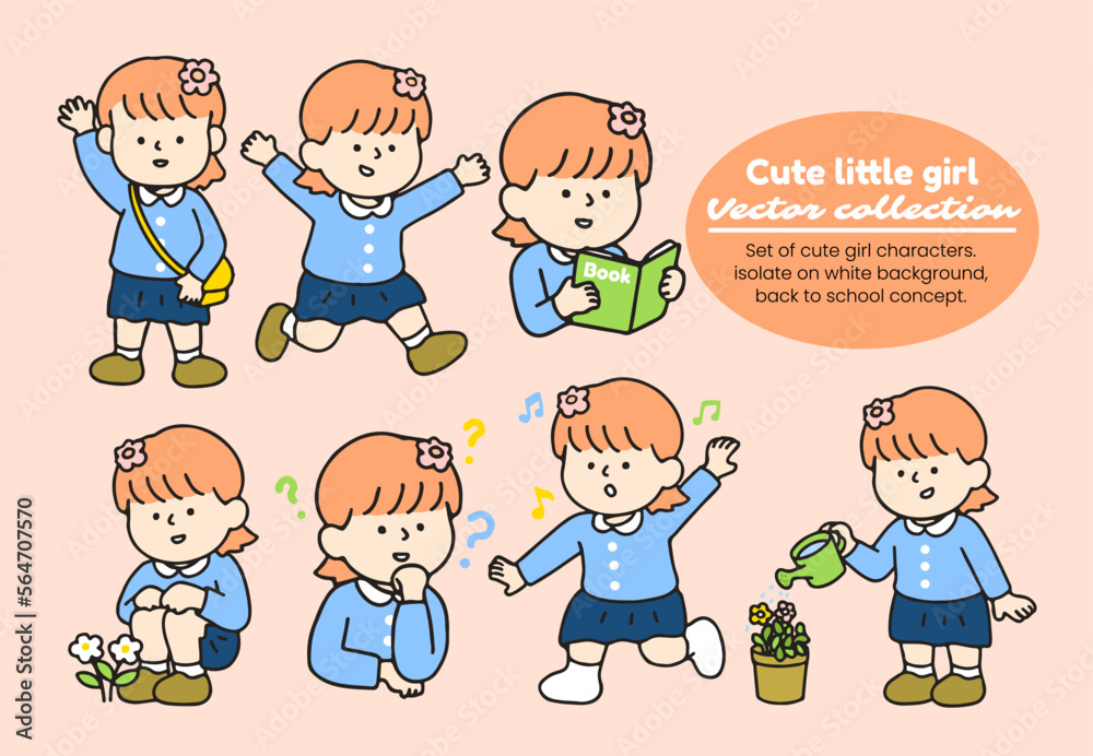 Set of cute girl characters. isolate on white background, back to school concept.
Set of cute girl characters. isolate on white background, back to school concept.