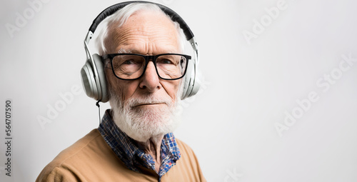 old man listening to music with Room for Copy (Generated with AI) © rodrigo