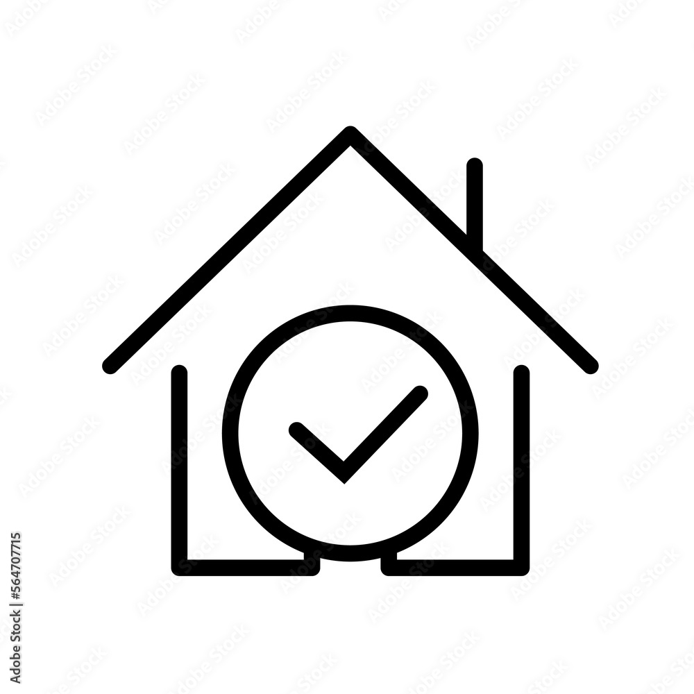 Mortgage approved line icon in flat style. House building with check mark symbol on white background. Simple home with tick outline icon. Vector illustration for graphic design, Web, UI, mobile app. Mortgage approved line icon in flat style. House building with check mark symbol on white background. Simple home with tick outline icon. Vector illustration for graphic design, Web, UI, mobile app.