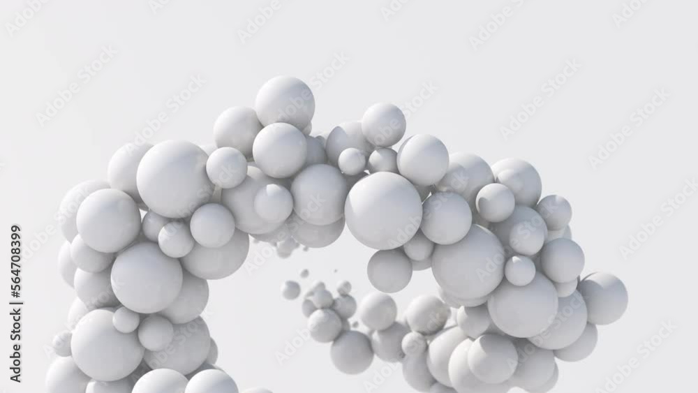 Spiral with white balls morphing. Abstract animation, 3d render, close-up. Spiral with white balls morphing. Abstract animation, 3d render, close-up.