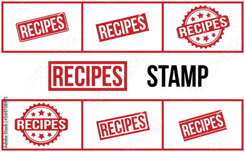 Recipes Rubber Stamp Set Vector