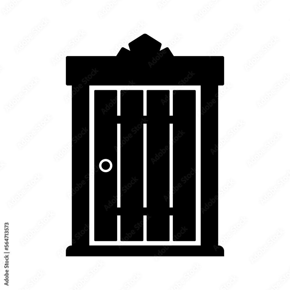 Door icon. Black silhouette. Vertical front view. Vector simple flat graphic illustration. Isolated object on a white background. Isolate. Door icon. Black silhouette. Vertical front view. Vector simple flat graphic illustration. Isolated object on a white background. Isolate.