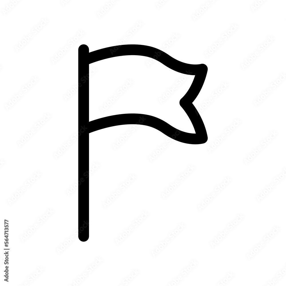 Flag icon. Black contour linear silhouette. Front side view. Editable strokes. Vector simple flat graphic illustration. Isolated object on a white background. Isolate. Flag icon. Black contour linear silhouette. Front side view. Editable strokes. Vector simple flat graphic illustration. Isolated object on a white background. Isolate.