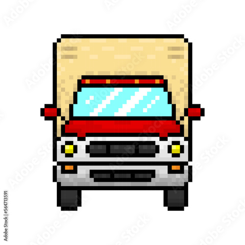 Pixel truck icon. Color silhouette. Front view. Editable pixels. Vector simple flat graphic illustration. Isolated object on a white background. Isolate.
