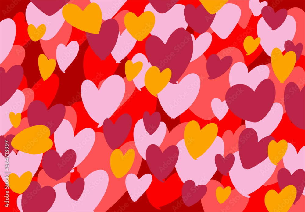 A hand-drawn wallpaper, background completely filled with colourful hearts. They’re layered on top of each other and different sizes. For Valentine day on valentines card. A hand-drawn wallpaper, background completely filled with colourful hearts. They’re layered on top of each other and different sizes. For Valentine day on valentines card.