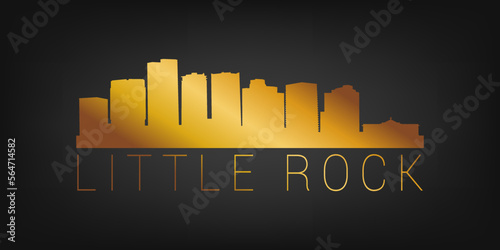 Little Rock, AR, USA Gold Skyline City Silhouette Vector. Golden Design Luxury Style Icon Symbols. Travel and Tourism Famous Buildings.