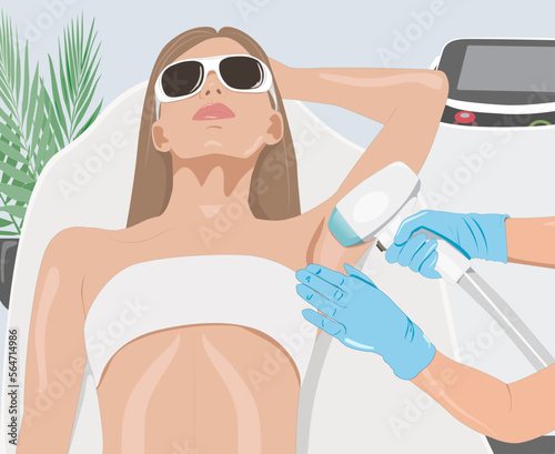 illustration.The doctor makes injections of botulinum toxin in the underarm area against hyperhidrosis. Women's cosmetology concept