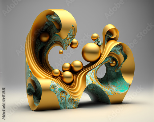 Gold and Marble Abstract Sculpture