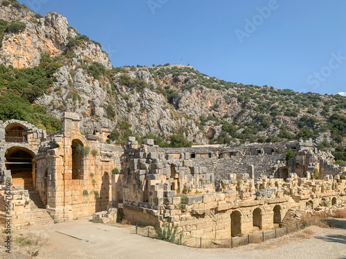 Lycian tombs. The ancient city of Demre-Mira. Turkey. Tombs in the rock. Myra Antik Kenti photo