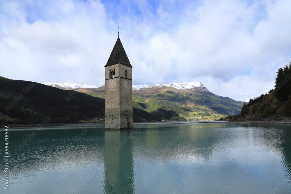 The sunken church tower in Lake Reschen - Vinschgau