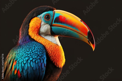 Tropical Bright Toucan Bird. High quality 3d illustration