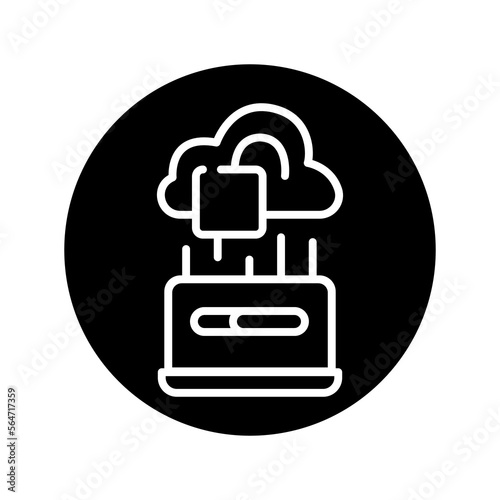 Cloud hacking olor line icon. Pictogram for web page