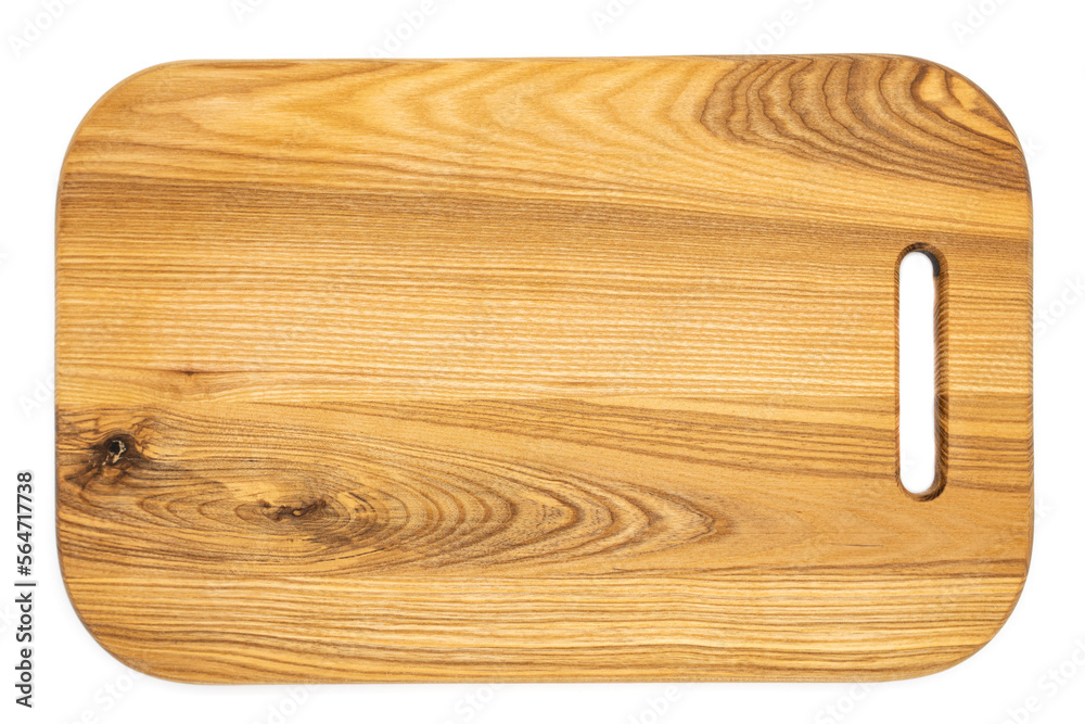 Wood cutting board mockup isolated on white background