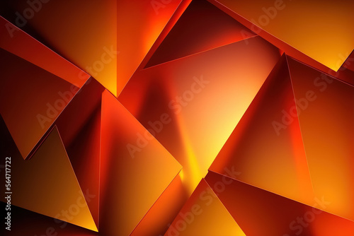 Abstract background with orange color triangles and lines, generative ai