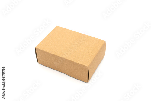 Brown cardboard carton box, isolated on white