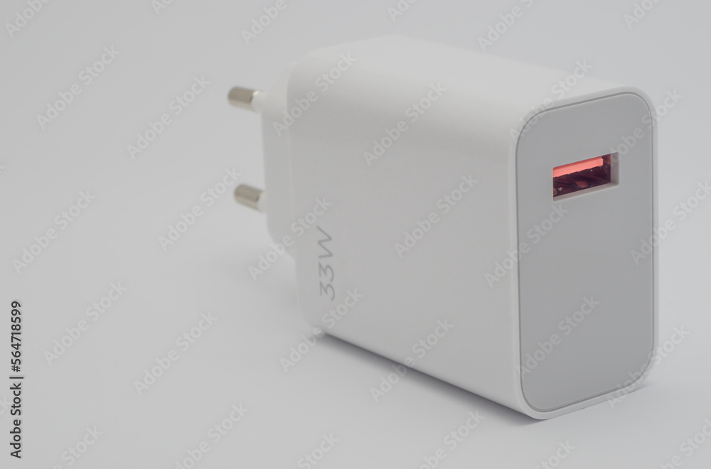 mobile phone fast charger on white background mobile phone fast charger on white background