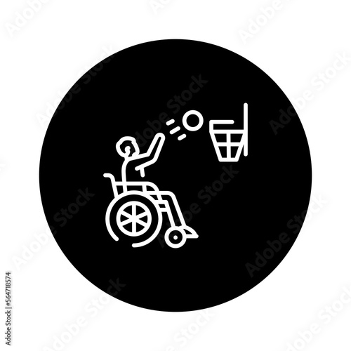 Disabled game basketball  color line icon. Disability. Isolated vector element.