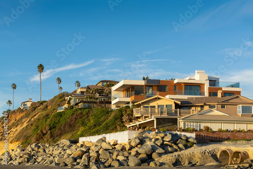 Ocean view houses, Encinitas, San Diego, California, USA