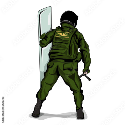 Law enforcement officer, riot police, uniformed security personnel.