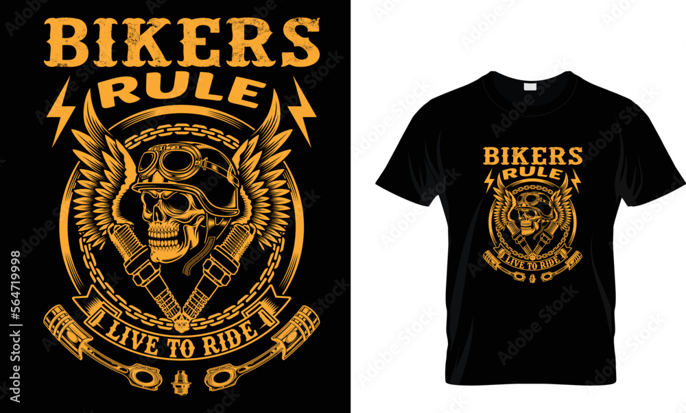 Bikers rule live to ride...t shirt design template