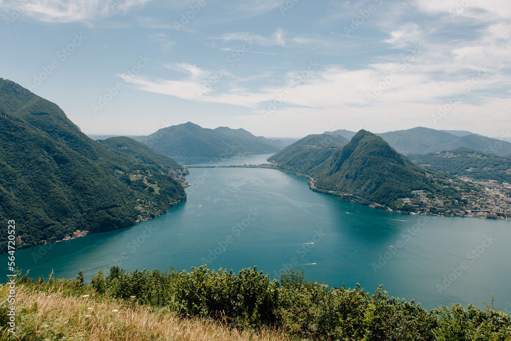Beautiful lake and mountain view from the top of Monte Brè Beautiful lake and mountain view from the top of Monte Brè