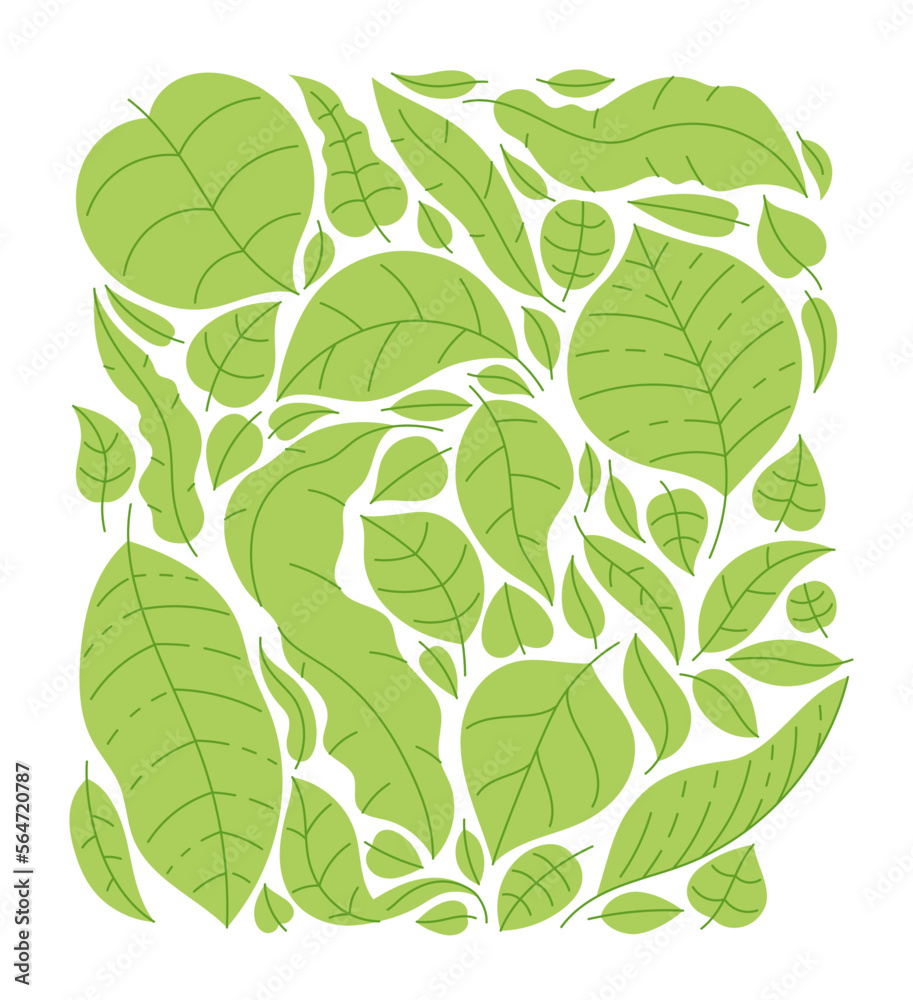 Tropical green leaves pattern. Background doodle. Editable outline stroke. Vector illustration. Tropical green leaves pattern. Background doodle. Editable outline stroke. Vector illustration.
