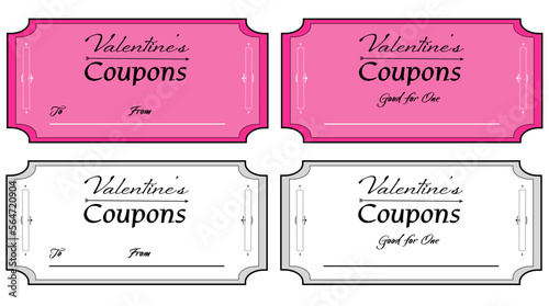 Cute and Romantic Valentine’s Day Coupons Vector Image
