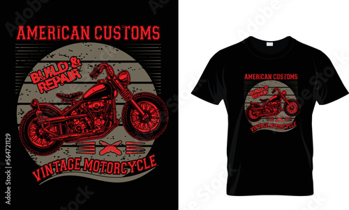 American customs build and repair vintage motorcycle...t shirt design template