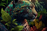 Jungle Leopard Jaguar Wallpaper Background Generative AI
