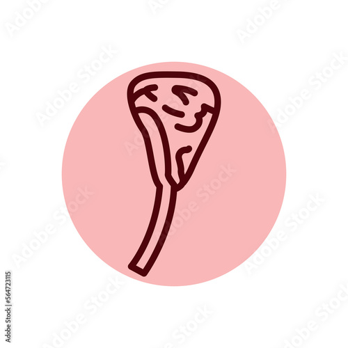 Beef tomahawk color line icon. Cutting meat.