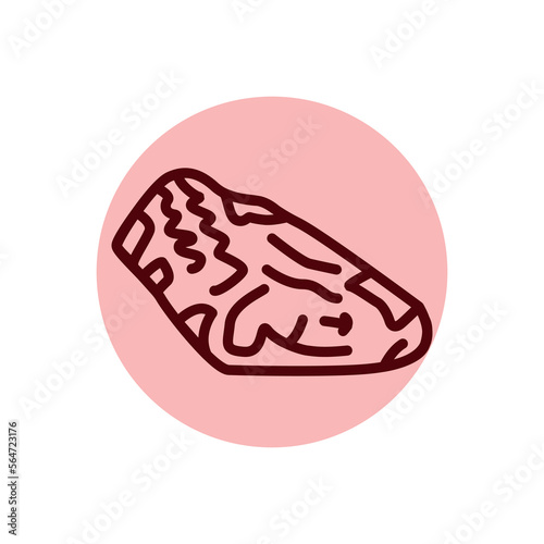 Beef neck cut color line icon. Cutting meat.