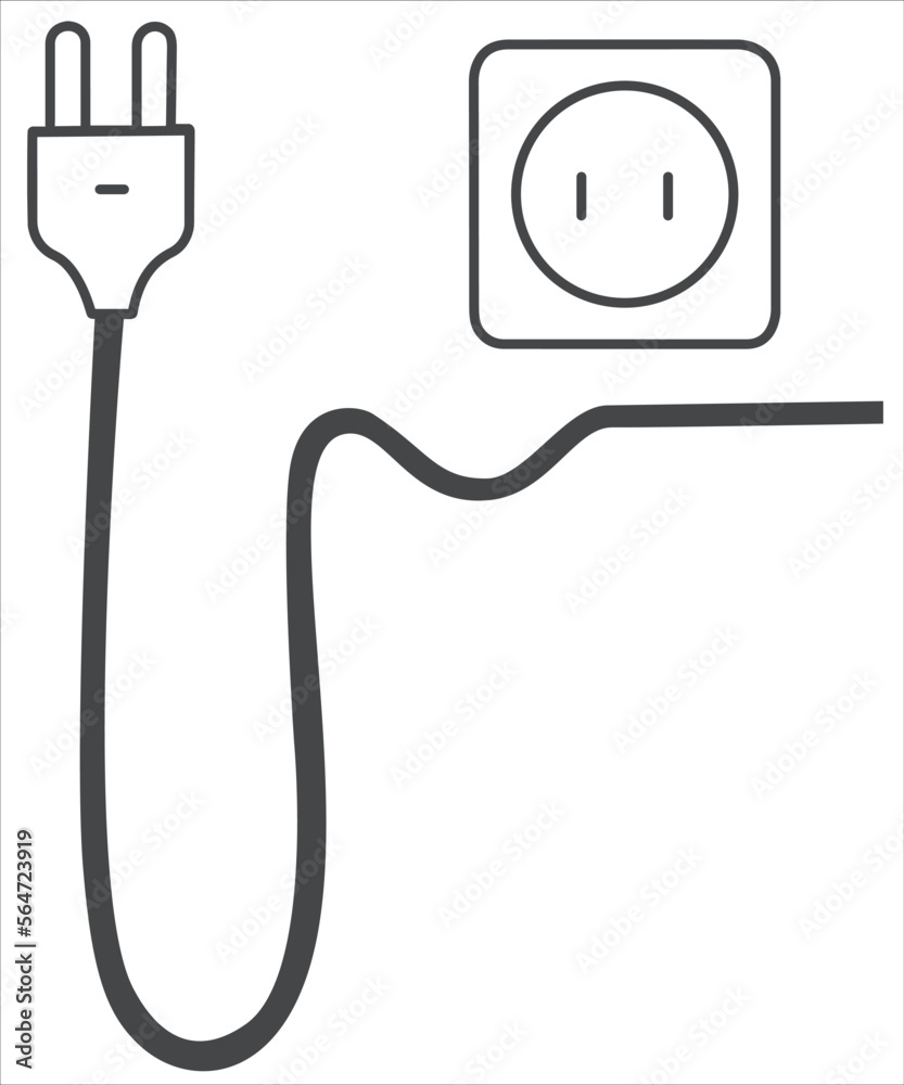 plug socket icon, cord. Vector graphics