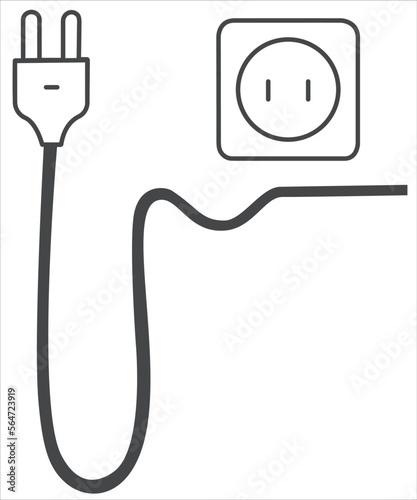 plug socket icon, cord. Vector graphics