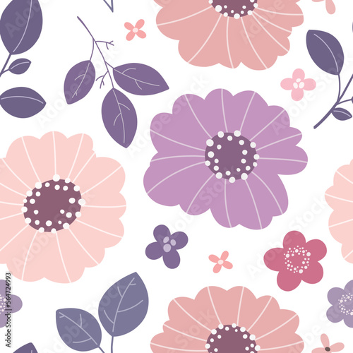 Seamless pattern with cute flowers. Spring pattern. Vector illustration.