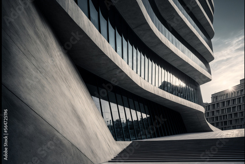 modern concrete architecture futuristic design buildings,generative ai.