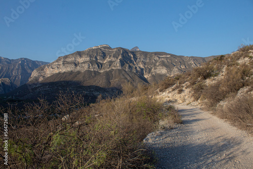 La Huasteca National Park, Monterrey, Nuevo León, Mexico View of the Park, blue sky and rocky mountains photo